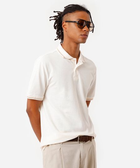 polo básica masculina tradicional piquet off white GG polo básica masculina tradicional piquet off white GG