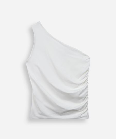 regata juvenil ombro único com pregas off white 16