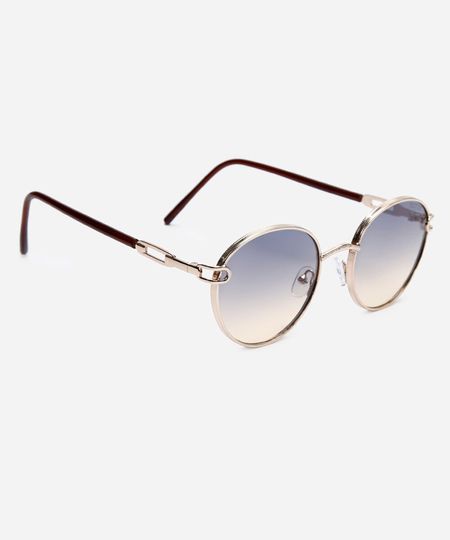 óculos de sol redondo triton dourado UNICO