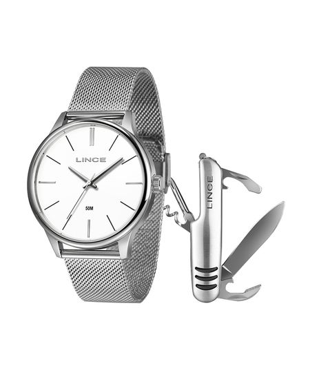 kit relógio masculino lince analógico mrmm019l46 kbrrb1sx prateado UNICO