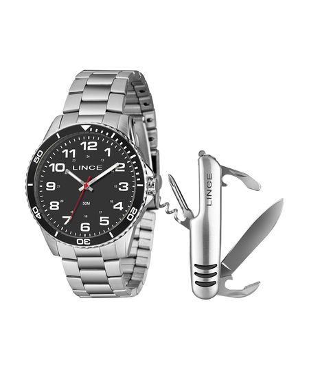kit relógio masculino lince analógico mrmm053l46 kbrmp2sx prateado UNICO kit relógio masculino lince analógico mrmm053l46 kbrmp2sx prateado UNICO