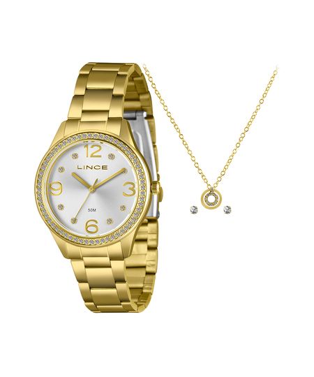 kit relógio feminino lince analógico lrgj172l38 kaahs2kx dourado UNICO kit relógio feminino lince analógico lrgj172l38 kaahs2kx dourado UNICO