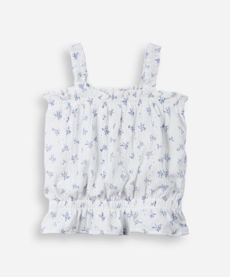 blusa infantil texturizada floral off white 4