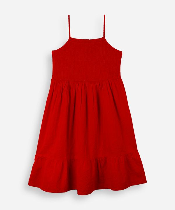 vestido curto juvenil de algodão texturizado lastex vermelho 14