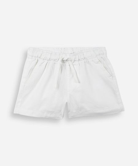 short curto infantil de algodão com bolsos off white 6