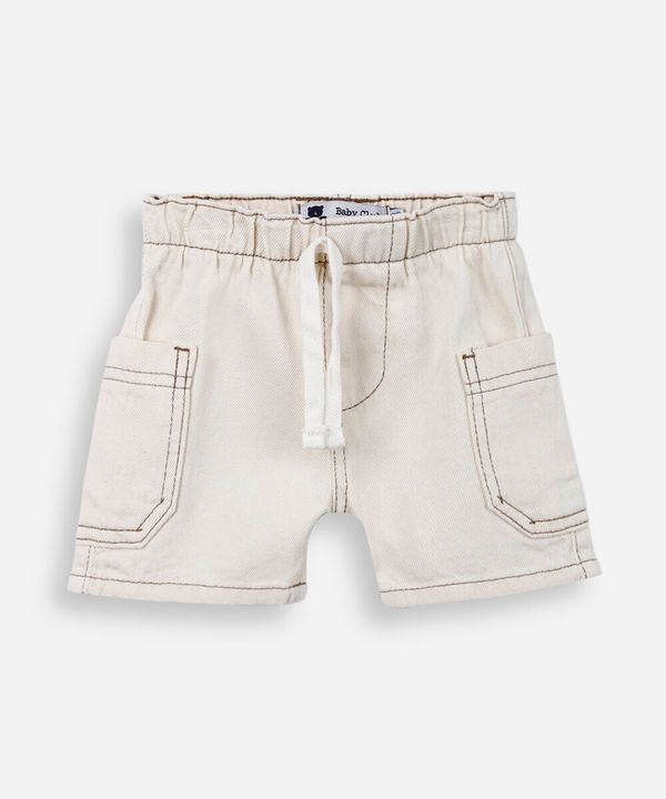 bermuda infantil de algodão cargo off white 6-9