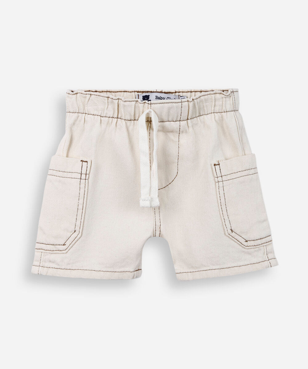 bermuda infantil de algodão cargo off white