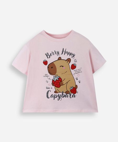 camiseta infantil de algodão capivara rosa 6