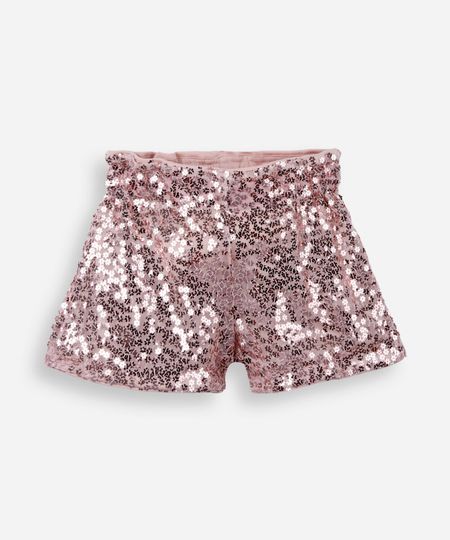 short clochard infantil de paetê rosa 8