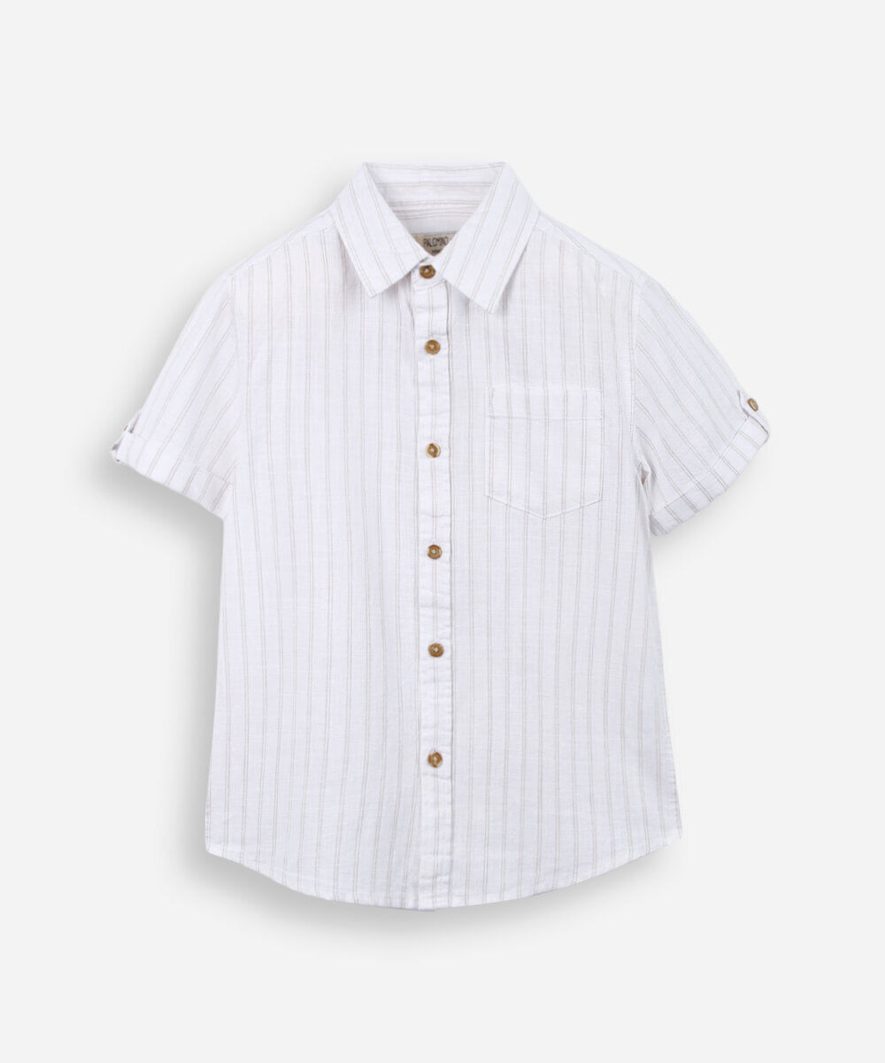 camisa infantil de algodão com manga curta branco