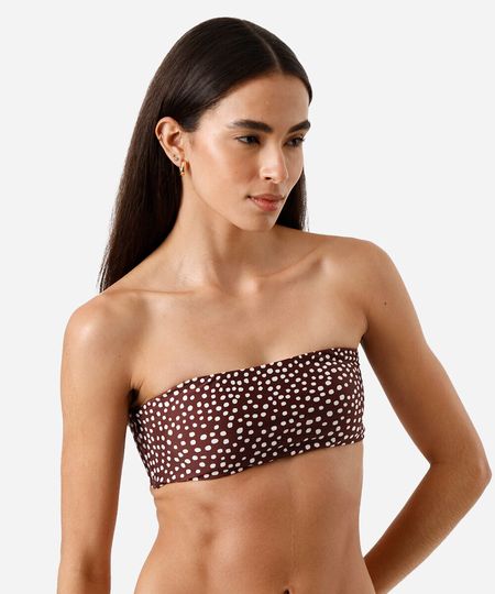 biquíni top faixa feminino sem alça poá marrom M biquíni top faixa feminino sem alça poá marrom M