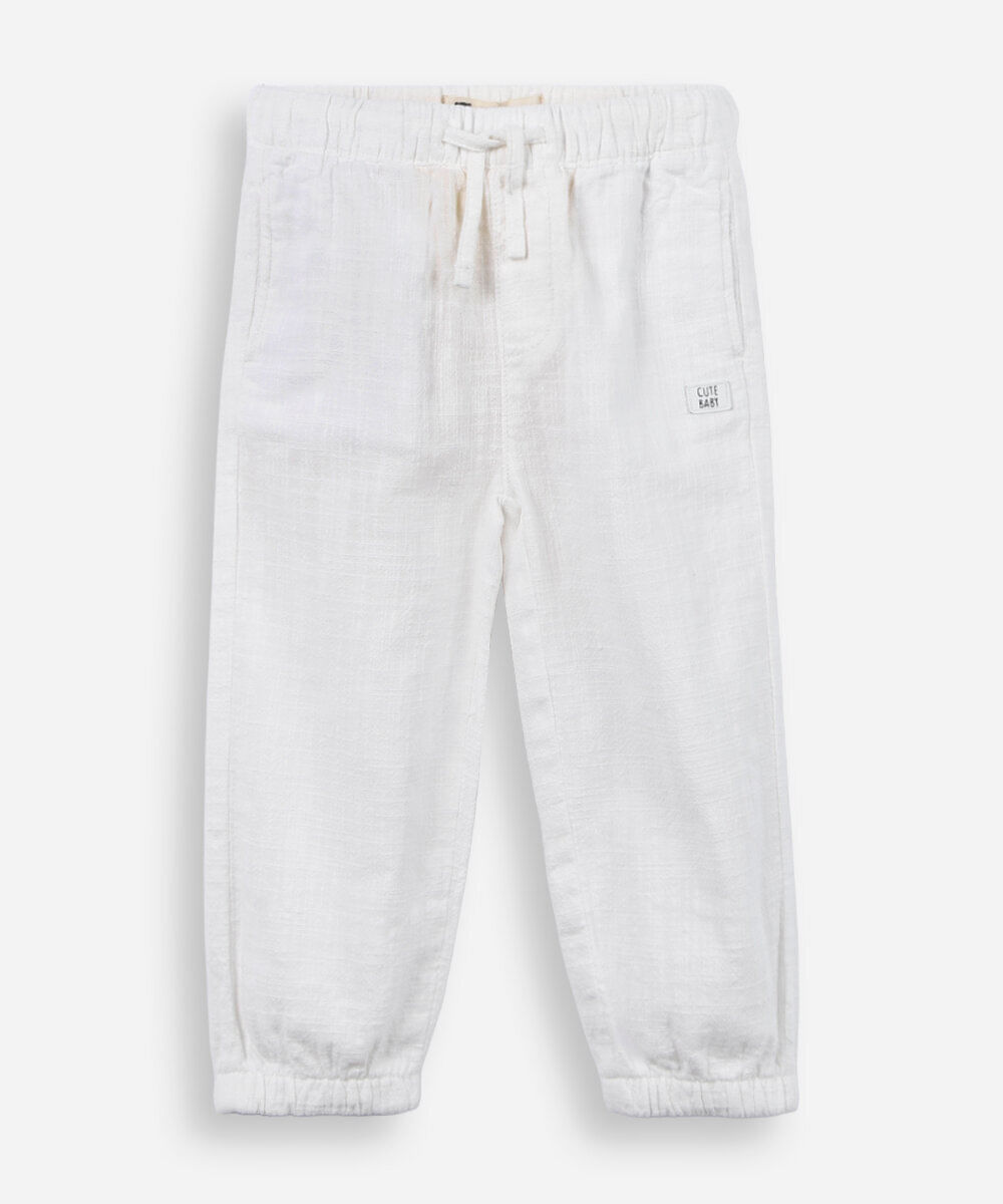 calça infantil de algodão com bolsos off white