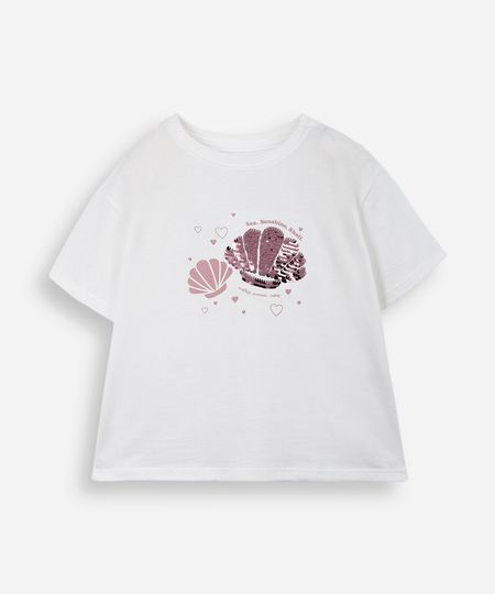 camiseta infantil de algodão concha estampada off white 4 camiseta infantil de algodão concha estampada off white 4