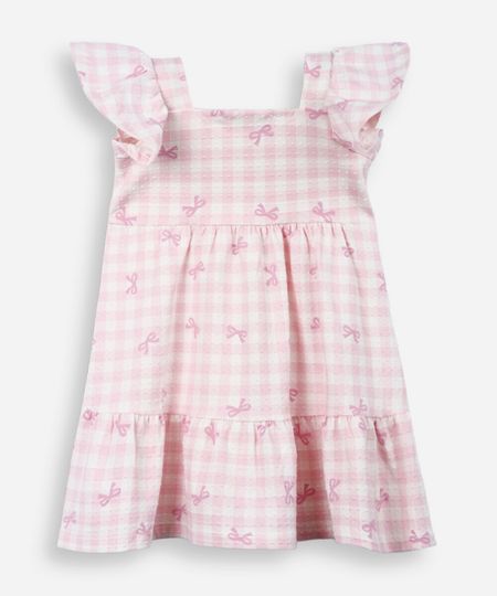 vestido infantil de algodão texturizado laço rosa 2 vestido infantil de algodão texturizado laço rosa 2