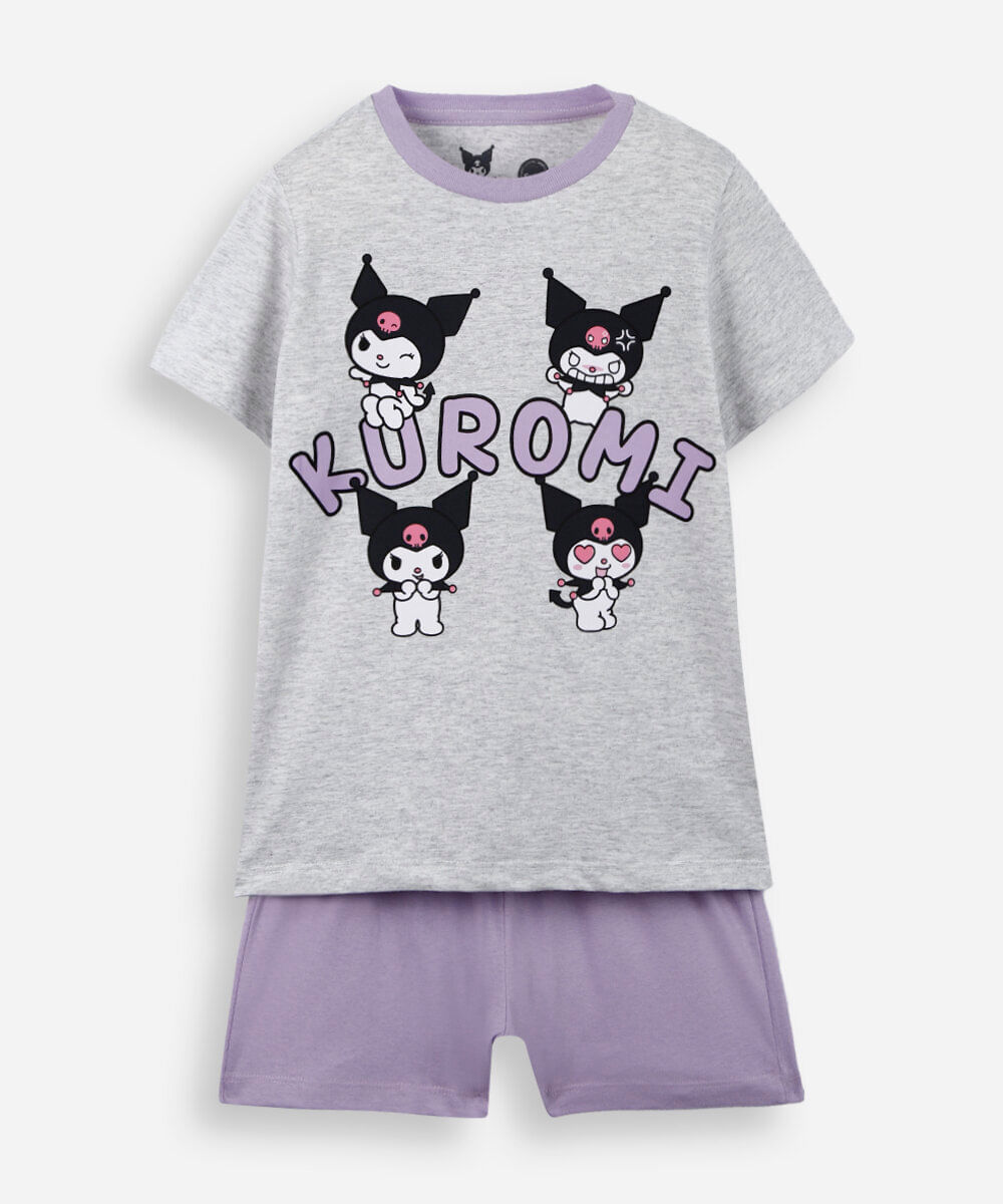 pijama infantil de algodão hello kitty lilás