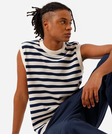 regata machão masculina listrada texturizada bege M regata machão masculina listrada texturizada bege M