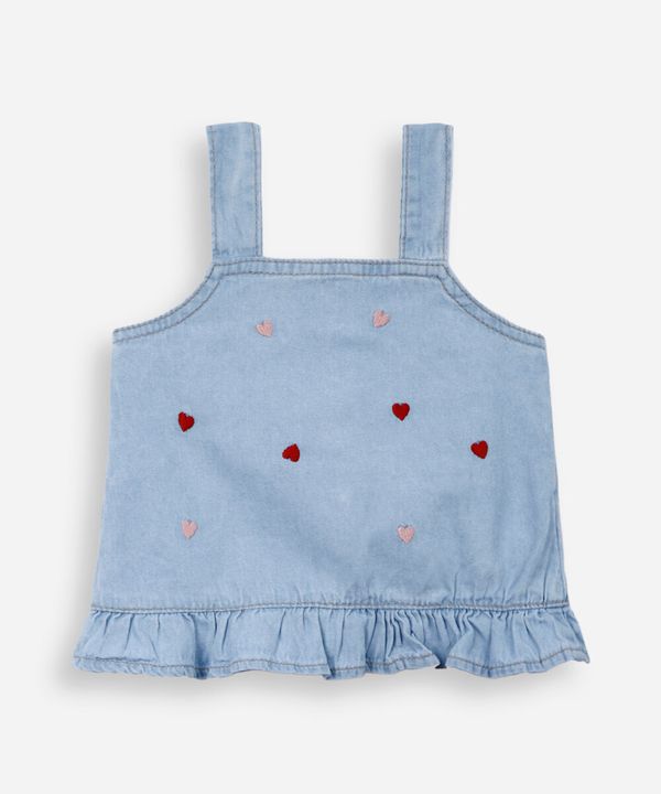 blusa infantil de algodão com bordados azul 3