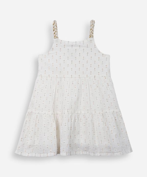 vestido infantil de algodão com lurex off white 3