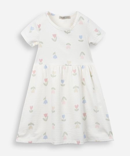 vestido infantil de algodão texturizado floral colorido 12