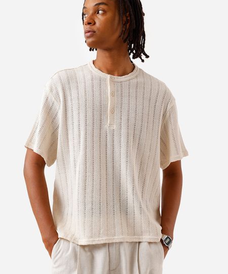 bata masculina de tricot off white M bata masculina de tricot off white M