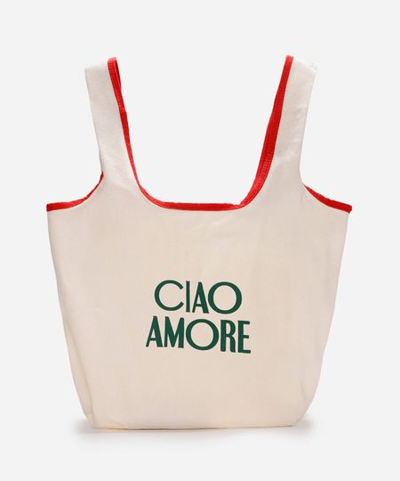 ecobag algodão ciao amore off white UNICO