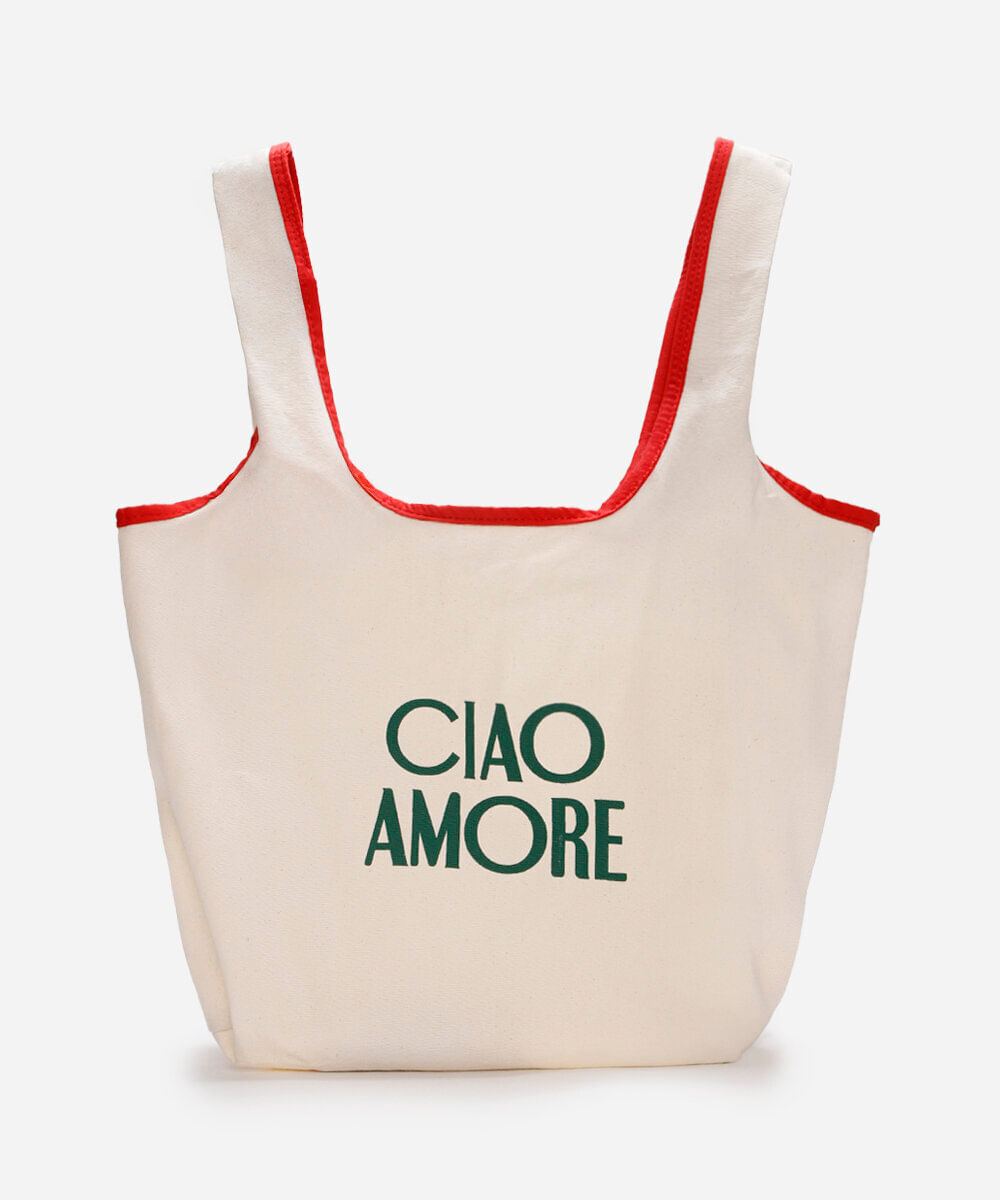 ecobag algodão ciao amore off white ecobag algodão ciao amore off white