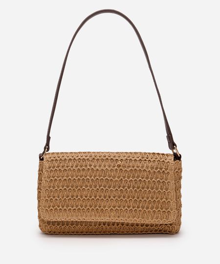 bolsa baguete texturizada bege UNICO
