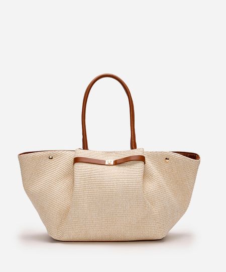 bolsa shopper estruturada texturizada bege UNICO bolsa shopper estruturada texturizada bege UNICO
