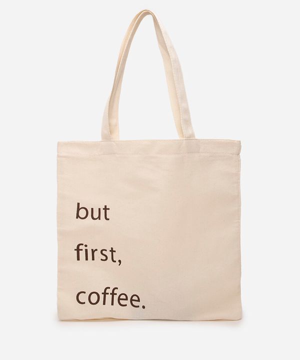 ecobag de algodão but first coffee bege UNICO