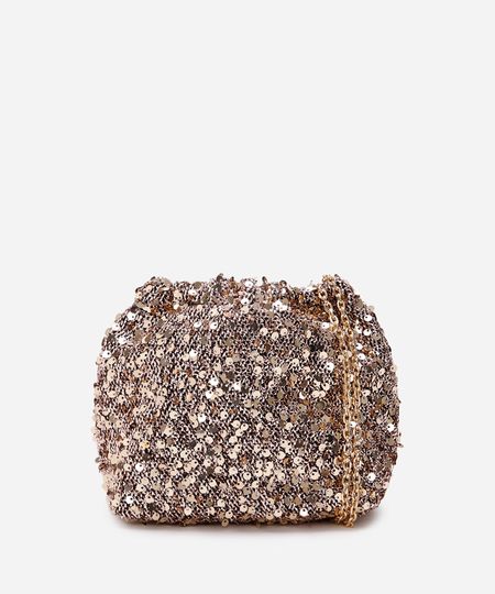 bolsa transversal de lurex com paetê dourada UNICO bolsa transversal de lurex com paetê dourada UNICO