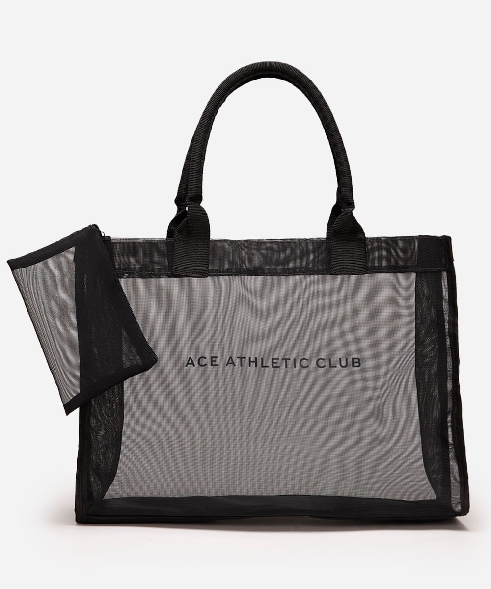 bolsa tote de tela esportiva ace preta