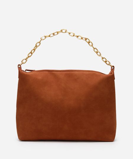 bolsa shopper de suede alça corrente marrom UNICO