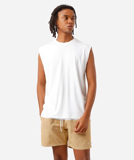 short masculino de poliamida com recorte bicolor bege P