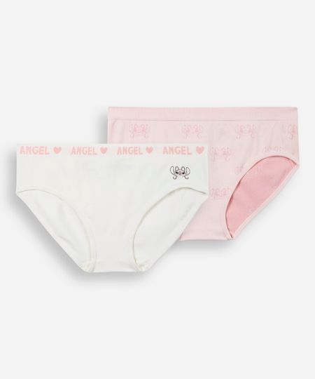 kit de 2 calcinhas infantis de poliamida angel rosa M kit de 2 calcinhas infantis de poliamida angel rosa M