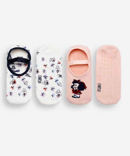 kit de 2 meias sapatilha mafalda colorido 34-39 kit de 2 meias sapatilha mafalda colorido 34-39