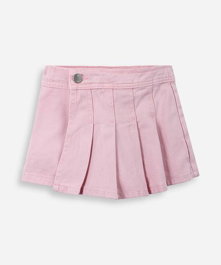 short saia de algodão com pregas rosa 6 short saia de algodão com pregas rosa 6