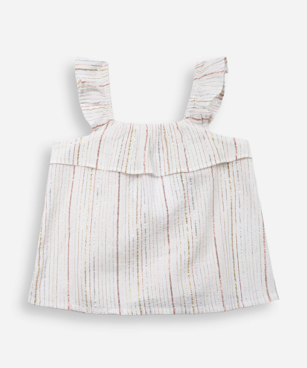 regata infantil de algodão com lurex listrada colorido