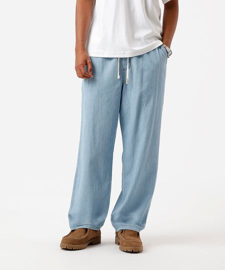 calça jogger masculina jeans com linho azul 46 calça jogger masculina jeans com linho azul 46