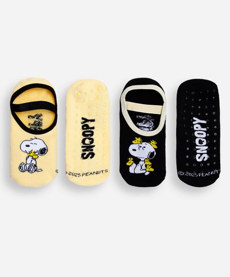 kit de 2 meias sapatilha snoopy colorido 34-39