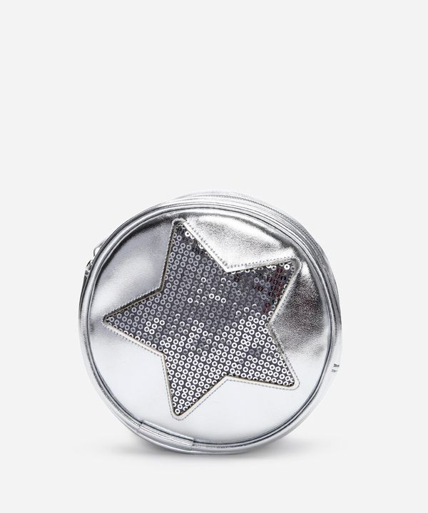 bolsa infantil bordada estrela paetê prateada UNICO