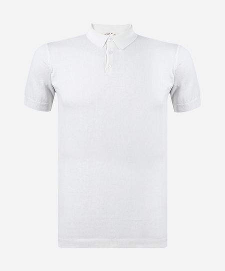 polo juvenil de tricô com mangas curtas off white 12