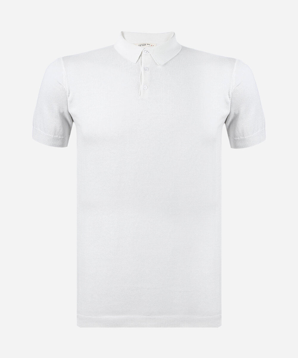 polo juvenil de tricô com mangas curtas off white