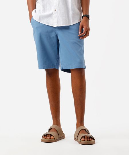 Bermuda Reta de Sarja azul 38