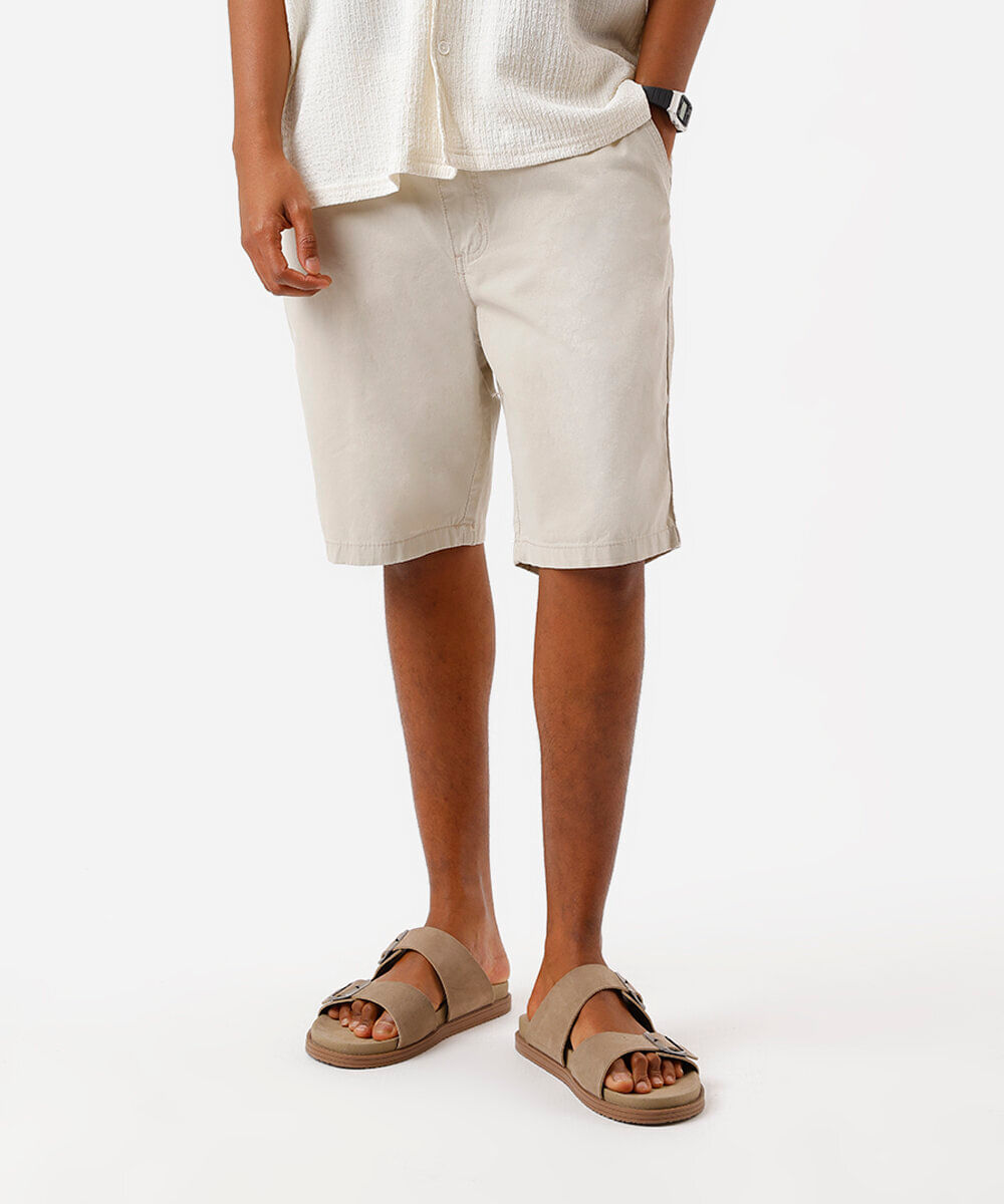 Vista 2 Bermuda Reta de Sarja bege C&A Kaki C&A Kaki