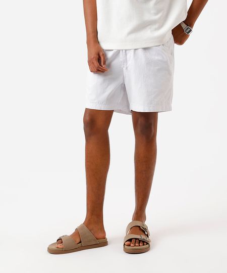 bermuda reta masculina de sarja com elástico branca P