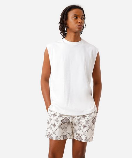short masculino cós elástico texturizado estampado off white G