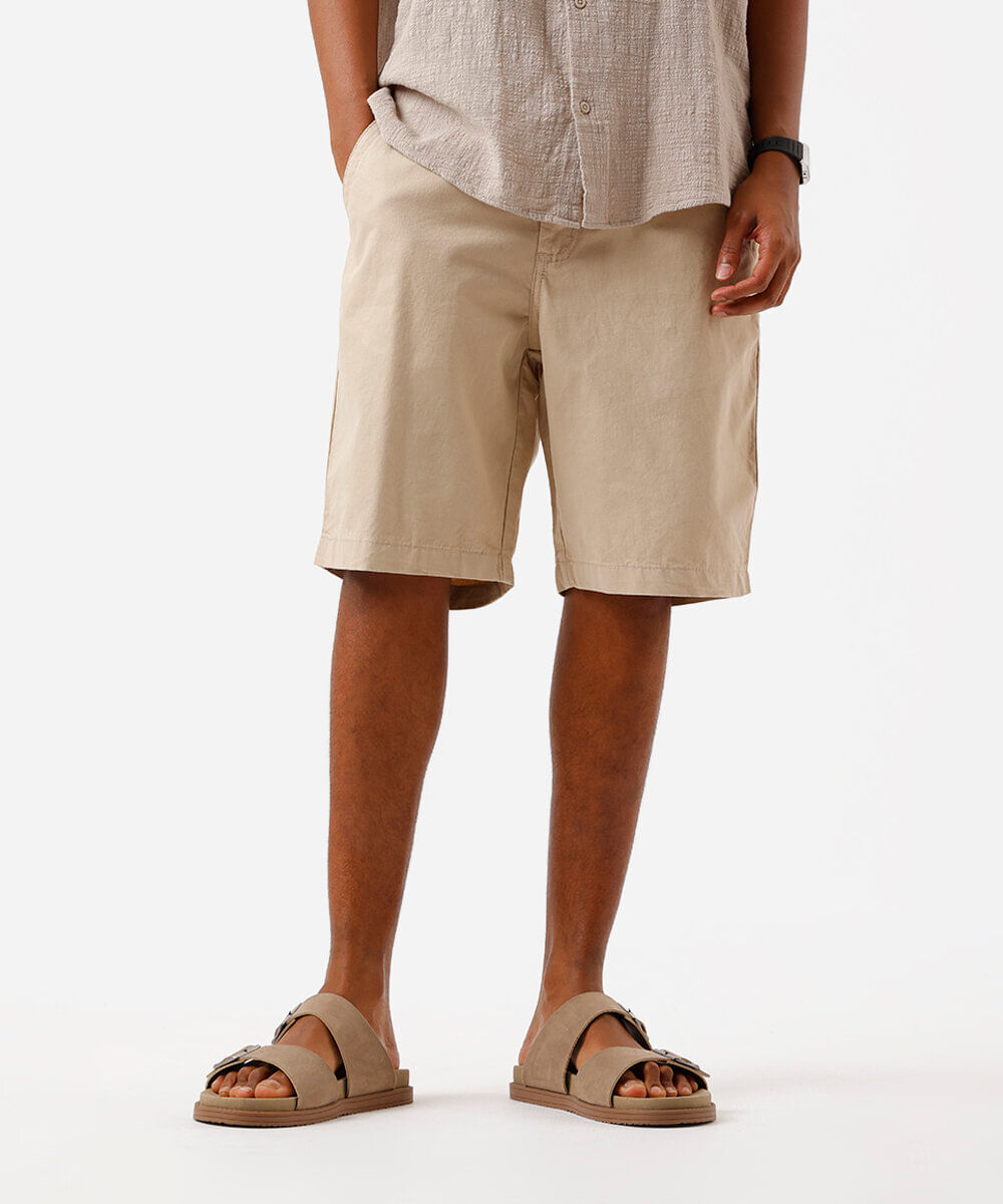 Bermuda Reta de Sarja bege