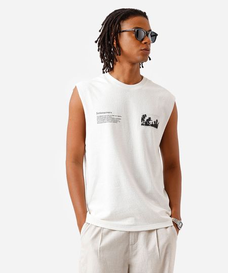 regata machão masculina de algodão estampada off white P
