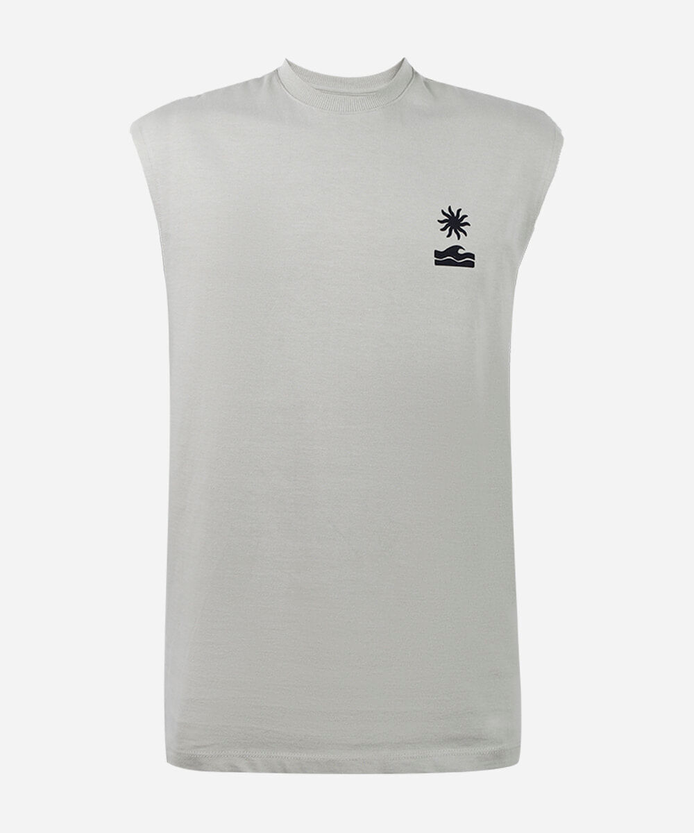 regata machão juvenil de algodão estampada bege