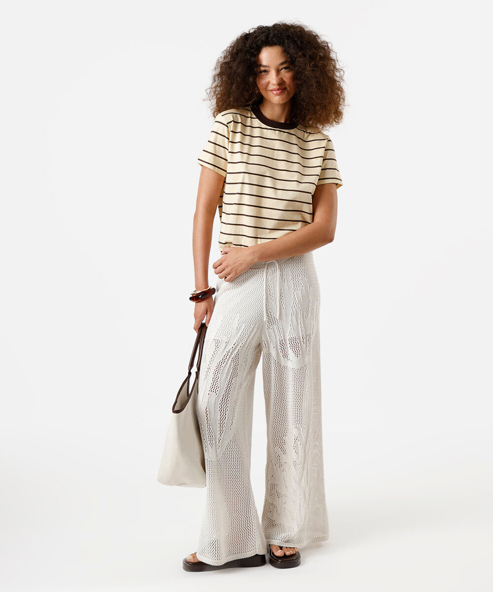 calça pantalona feminina de tricot off white